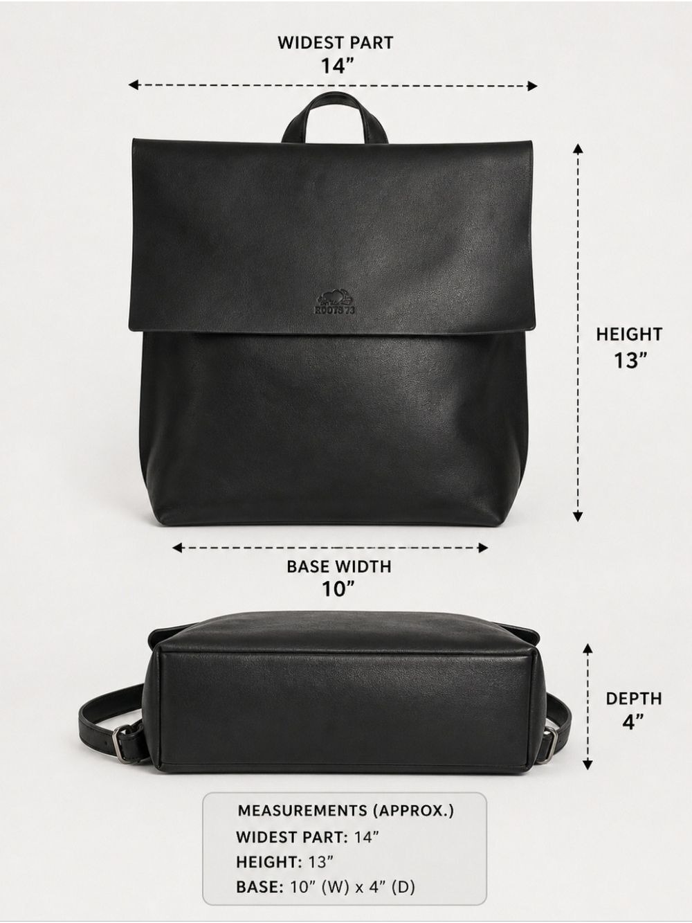 Roots 73 Black Leather Backpack Minimalist Structured Top Handle Bag - Picture 10 of 10